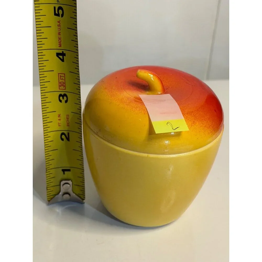 VTG Hazel Atlas Milk Glass Apple Jelly Jars‎ Red Yellow Ombre Finish Home Decor